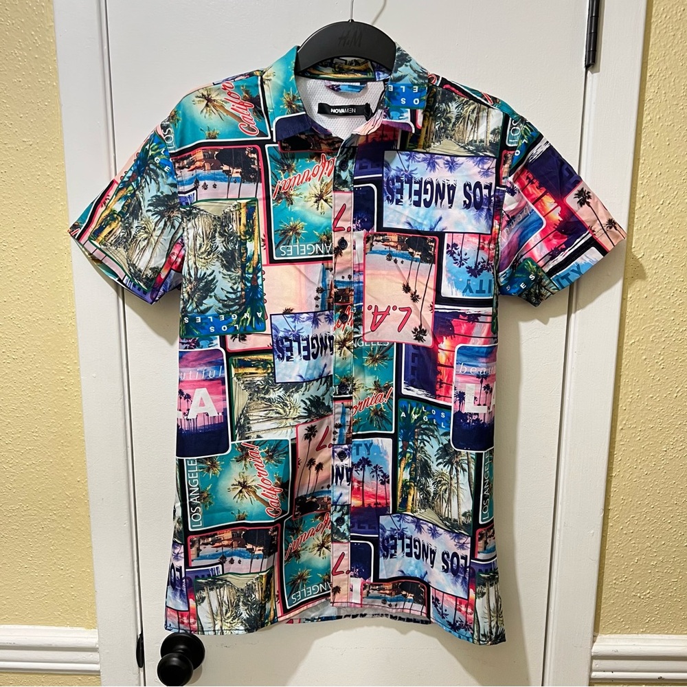Fashion Nova Men LA Palms Short Sleeve Woven Top | Size M | NWT